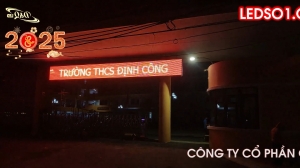Trường THCS Định Công | Thi Công Màn hình LED Chữ Chạy P10 Ngoài trời.