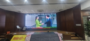 cho thue 25m2 man hinh led p2 trong nha tai tru so vietcombank thai ha de to chuc tong ket cuoi nam id2544