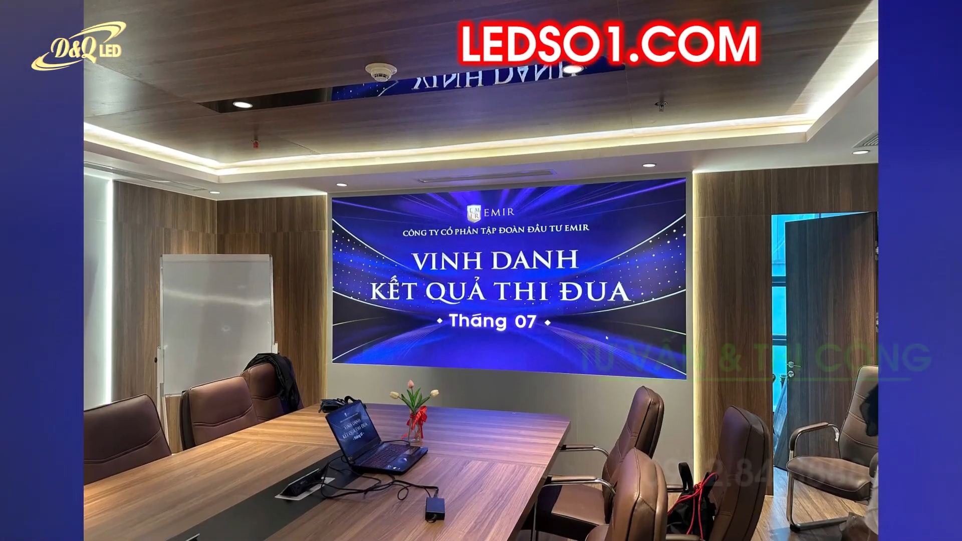 CÔNG TY CỔ PHẦN TẬP ĐOÀN ĐẦU TƯ EMIR | Thi Công Dự Án Màn hình LED COB P1.53 trong phòng họp.