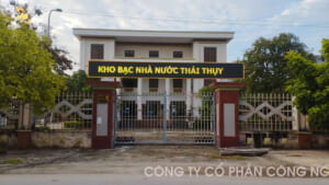 Kho bạc Huyện Thái Thụy, T. Thái Bình | DQ thi công gói thầu màn hình Led P10 out chạy tuyên truyền