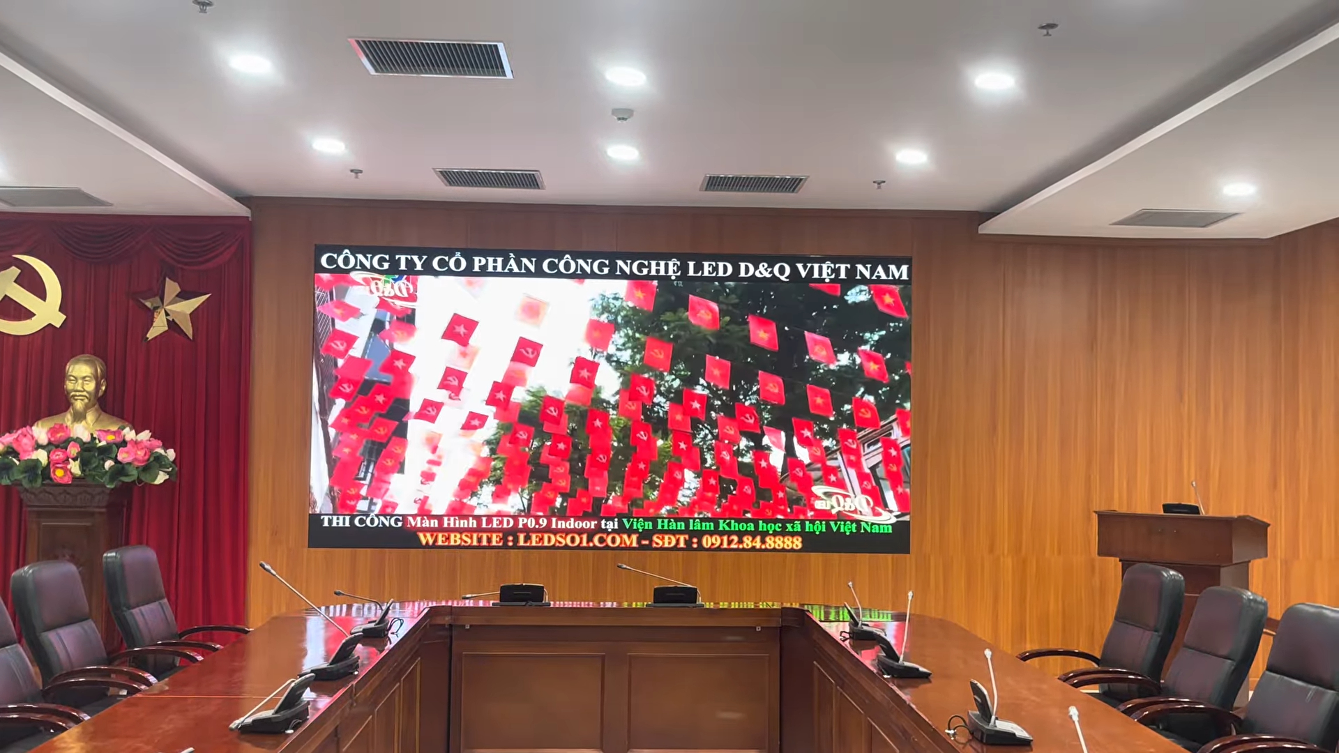 Viện Hàn lâm Khoa học Xã hội VN | DQ trúng thầu và lắp màn hình LED COB P0.9 ThinkSTV Số 1 Liễu Giai