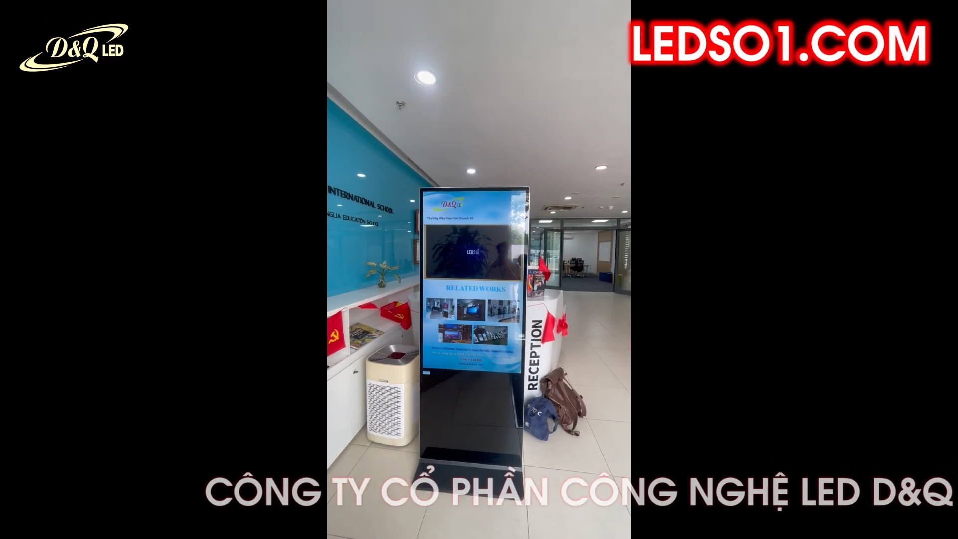 Trường Quốc Tế Anh BIS Hà Nội | DQ lắp đặt dự án màn hình quảng cáo chân đứng 55inch wifi