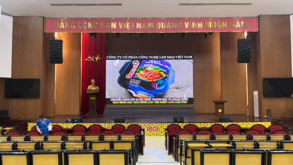 Trụ sở Học Viện Tài Chính | DQ lắp đặt dự án thầu màn hình LED GOB P1.53 phòng Hội trường – Hội thảo