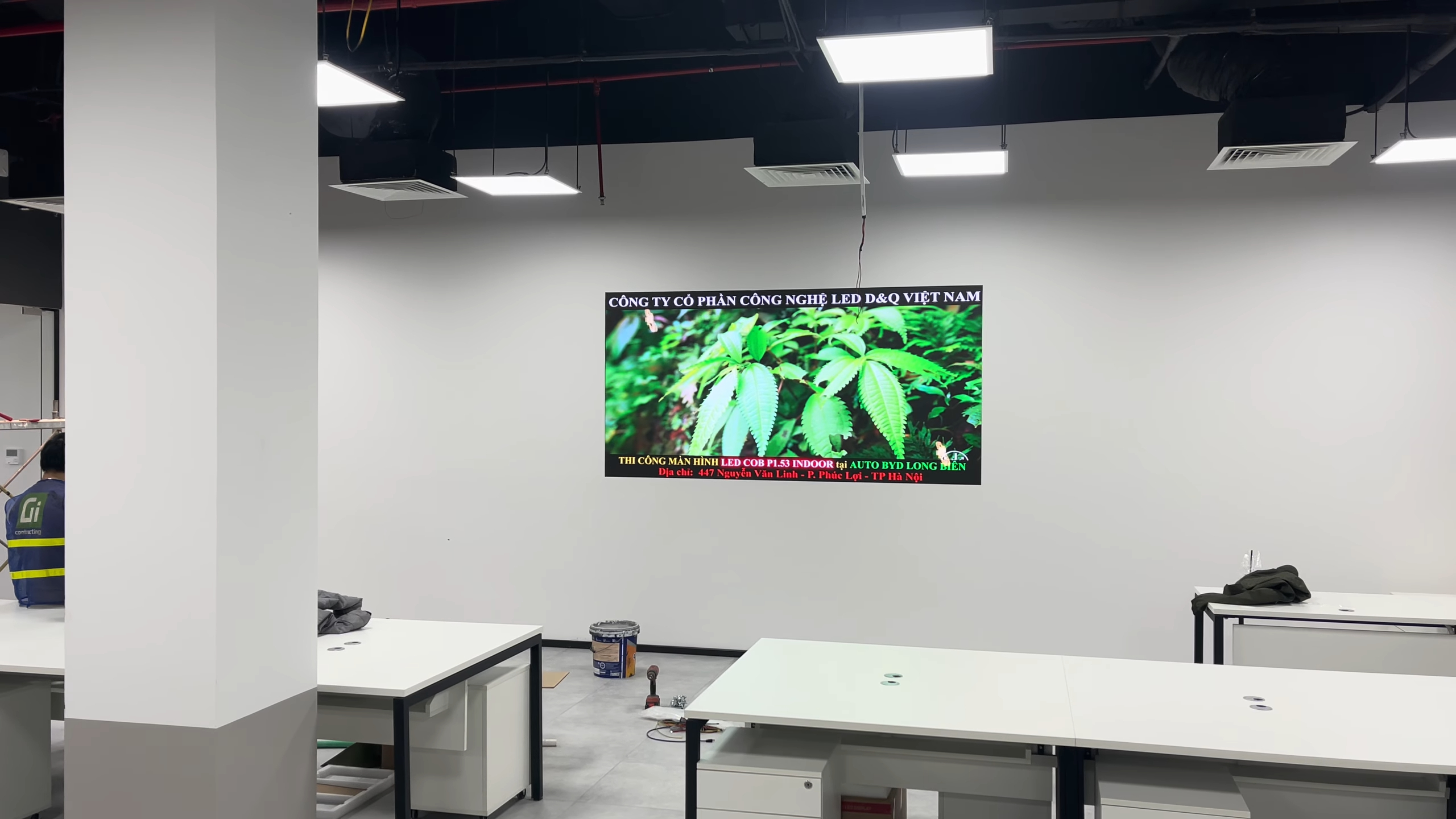 Văn phòng BYD Long Biên | D&Q thi công dự án màn hình LED GOB P1.53 phòng họp trực tuyến cao cấp