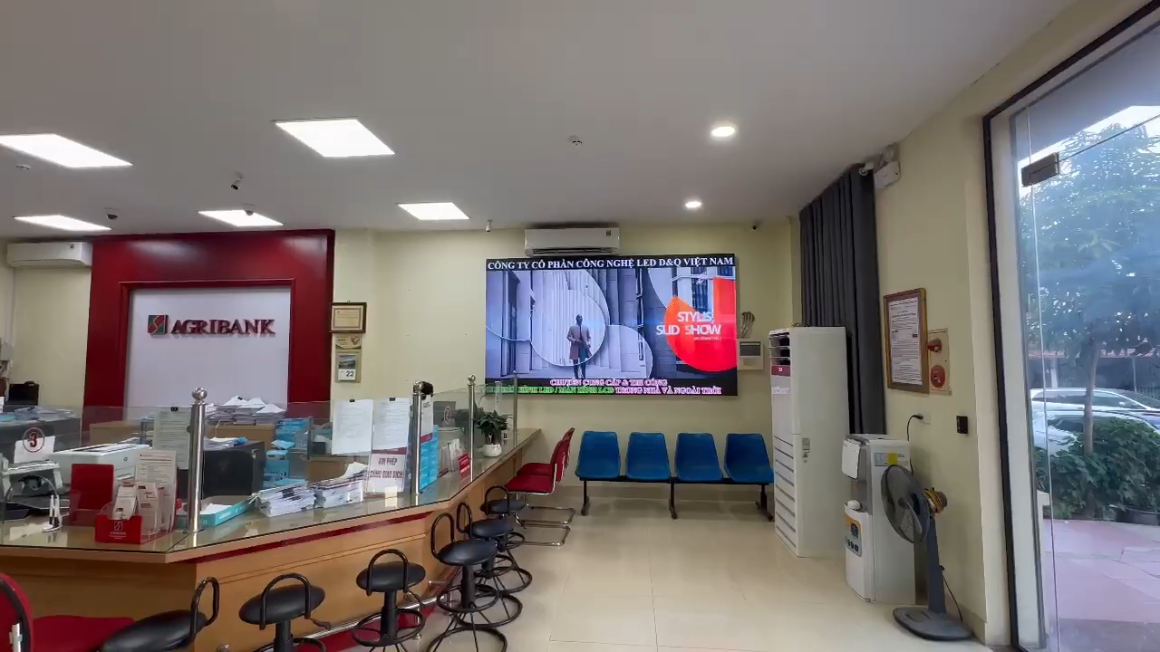 Ngân hàng Agribank Thái Nguyên | DQ lắp đặt dự án thầu màn hình LED P2 các phòng Giao dịch Ngân hàng