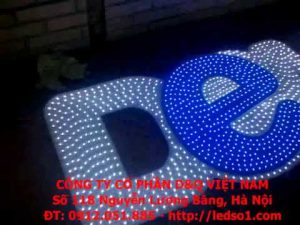 Chữ nổi led, chữ nổi cắm đèn led, chữ nổi alu cắm led, chữ nổi mica cắm led