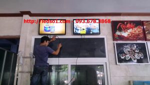 Nhà hàng Hải Sản Biển Đông | DQ thi công dự án 2 màn hình LCD quảng cáo LG 22inch-32inch treo tường